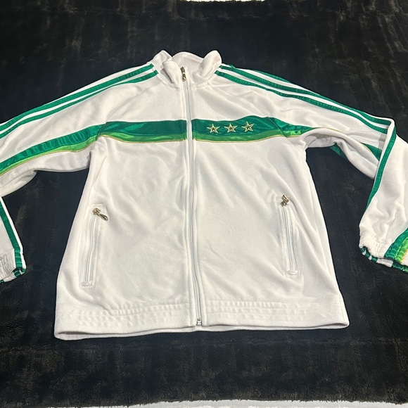 adidas Other - Adidas White gold and Green Track Jacket with gold hardware & Stars and zippers